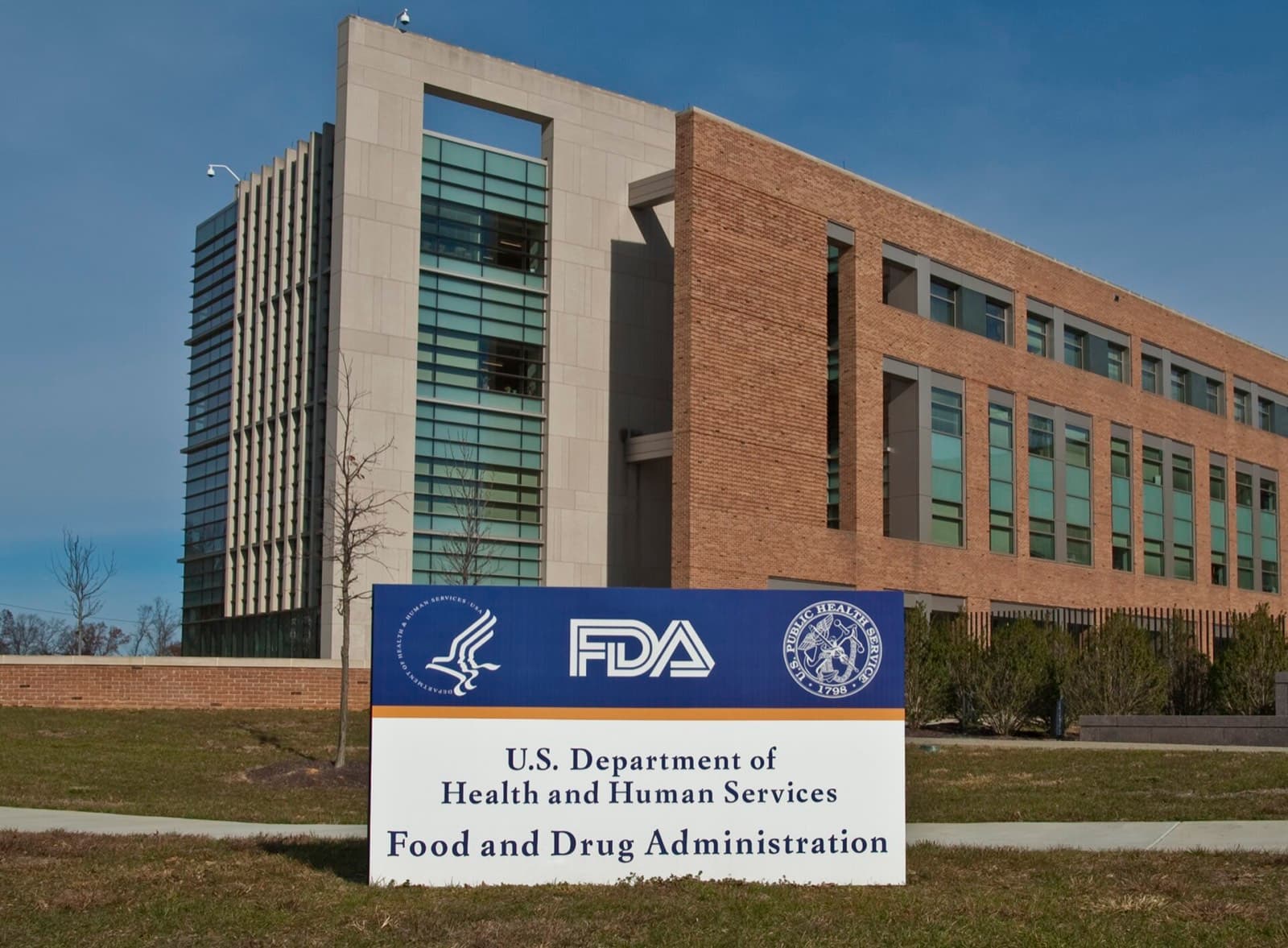 FDA sign at the entrance to the White Oak campus
